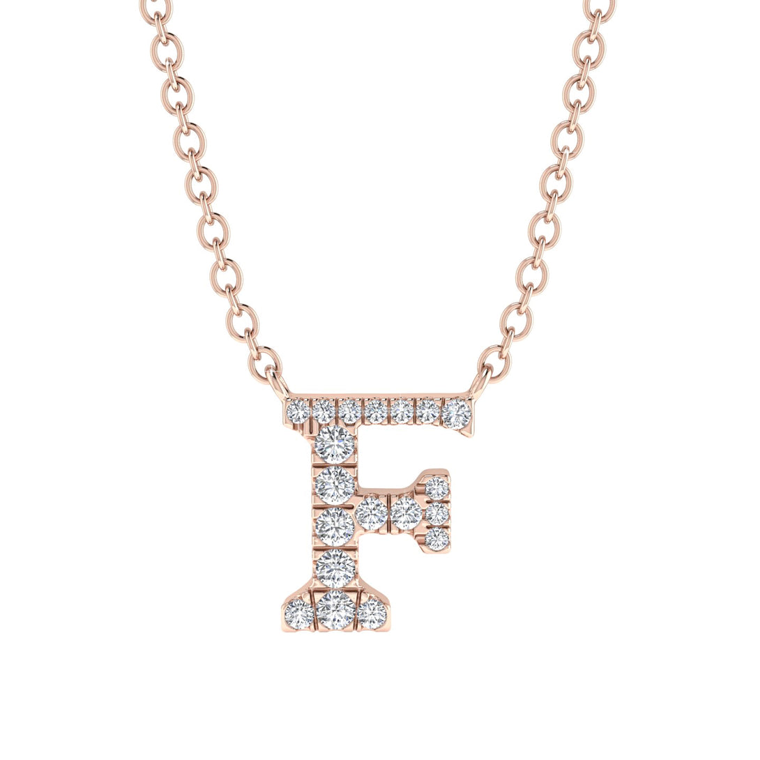 Diamond Gold Initial Necklace - F
